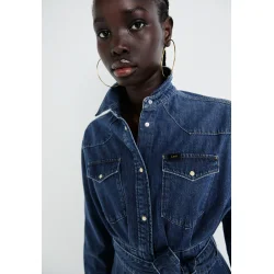 Lee - Kjole - Belted Western Dress - Blue Fusion