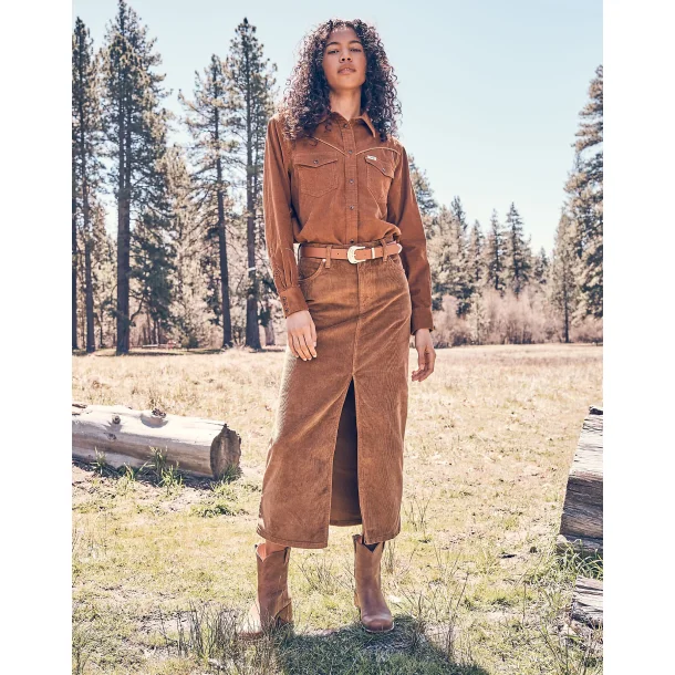 Wrangler - Nederdel Corduroy Maxi - Cognac