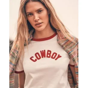 Wrangler - T-Shirt - Ringer Tee Cowboy - Worn White