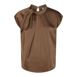 Neo Noir - Bluse - Fleur Drapy Satin Blouse - Dusty Brown