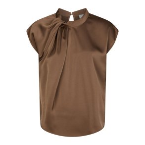Neo Noir - Bluse - Fleur Drapy Satin Blouse - Dusty Brown