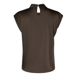 Neo Noir - Top - Fleur Drapy Satin Blouse - Dark Brown