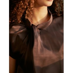 Neo Noir - Top - Fleur Drapy Satin Blouse - Dark Brown