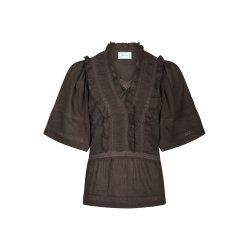 Neo Noir - Bluse - Evienne S Voile Top - Dark Brown