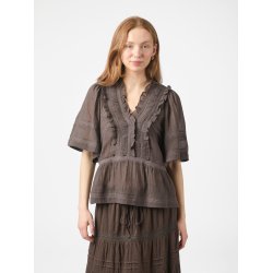Neo Noir - Bluse - Evienne S Voile Top - Dark Brown