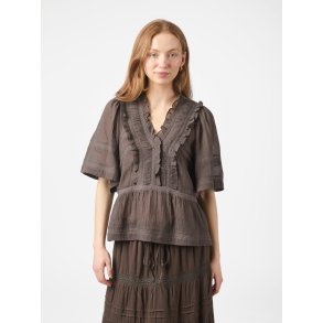 Neo Noir - Bluse - Evienne S Voile Top - Dark Brown