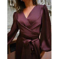 Neo Noir - Kjole Rimini Heavy Sateen Dress - Burgundy