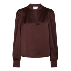 Neo Noir - Rosslyn Heavy Sateen Blouse - Burgundy