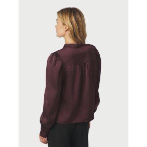 Neo Noir - Rosslyn Heavy Sateen Blouse - Burgundy