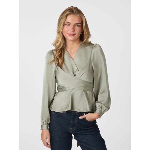 Neo Noir - Skjorte Rista Heavy Sateen Blouse - Smoke Green