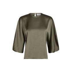 Neo Noir - Bluse - Liora Heavy Sateen Blouse - Cold Army