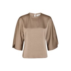 Neo Noir - Bluse - Liora Heavy Sateen Blouse - Dark Taupe