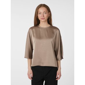 Neo Noir - Bluse - Liora Heavy Sateen Blouse - Dark Taupe