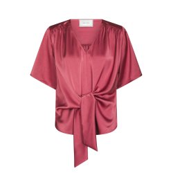 Neo Noir - Casadia Heavy Sateen Blouse - Cherry Pink