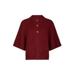 Neo Noir - Strik - Benuta Fluffy Knit Cardigan - Dark Red