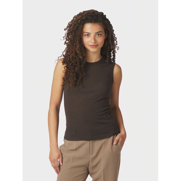 Neo Noir - Nimbi Fine Rib Top - Dark Brown