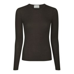 Neo Noir - Bluse - Nella Fine Rib - Bark Brown