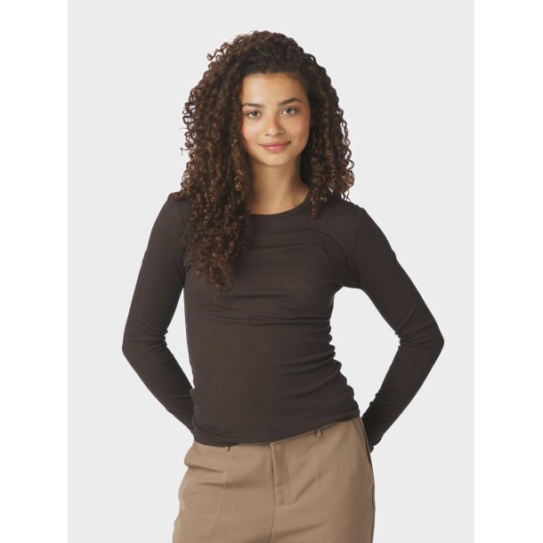Neo Noir - Bluse - Nella Fine Rib - Bark Brown