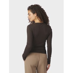 Neo Noir - Bluse - Nella Fine Rib - Bark Brown
