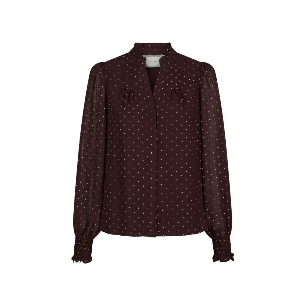 Neo Noir - Skjortebluse Astrida Dotted Blouse - Burgundy