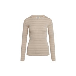 Mads Nrgarrd - Bluse 2x2 Tonal Stripe Tuba - Warm Beige