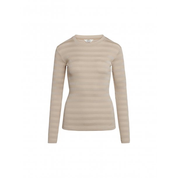 Mads Nrgarrd - Bluse 2x2 Tonal Stripe Tuba - Warm Beige