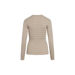Mads Nrgarrd - Bluse 2x2 Tonal Stripe Tuba - Warm Beige