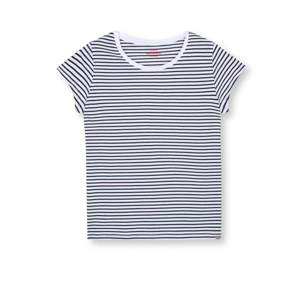 Mads N�rgaard - Fine Jersey Stripe Teasy Tee FAV - White/Black