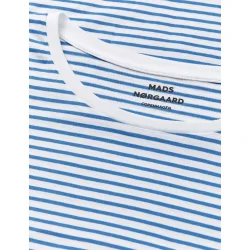 Mads N�rgaard - Fine Jersey Stripe Teasy Tee FAV - Brilliant White/Bright Cobalt