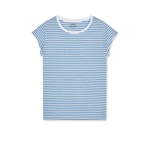 Mads N�rgaard - Fine Jersey Stripe Teasy Tee FAV - Brilliant White/Bright Cobalt