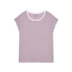 Mads N�rgaard - Stripe Teasy Tee - Brilliant White/Winetasting