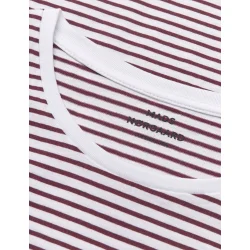 Mads N�rgaard - Stripe Teasy Tee - Brilliant White/Winetasting