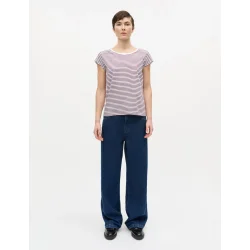 Mads N�rgaard - Stripe Teasy Tee - Brilliant White/Winetasting