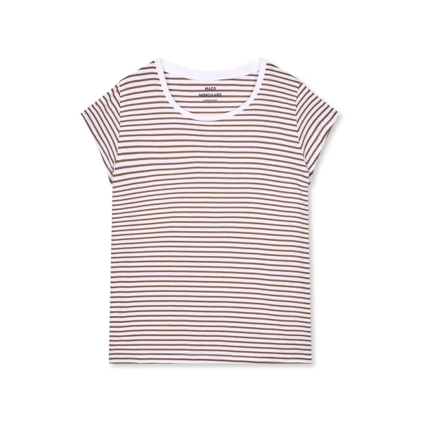 Mads N�rgaard - Stripe Teasy Tee - Brilliant White/Tarmac
