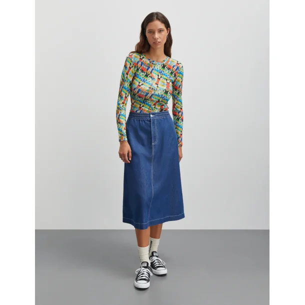 Mads Nrgaard - Nederdel Air Denim Luni Skirt - Mid Blue Denim