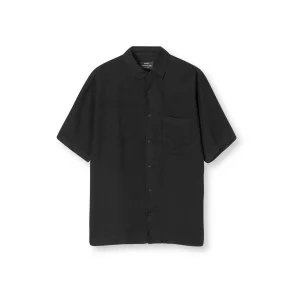 Mads Nrgaard - Skjorte Dyed Linen Victor Shirt SS - Black