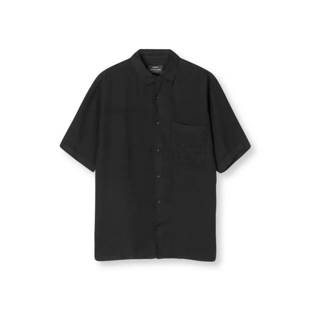 Mads Nrgaard - Skjorte Dyed Linen Victor Shirt SS - Black