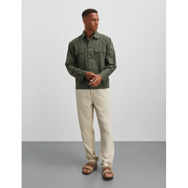 Mads Nrgaard - Bukser - Syron Cotton Linen Hektor Pants - Oatmeal