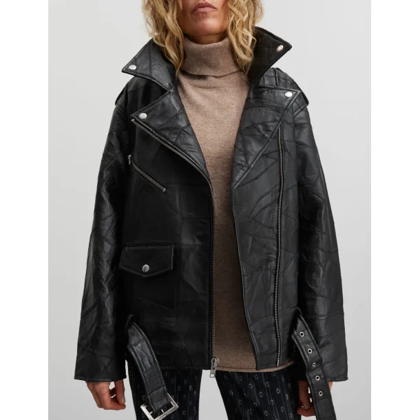Mads Nrgard - Patch Leather Berline Jacket - Black