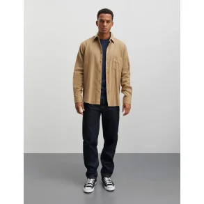 Mads Nrgaard - Skjorte Alaska Flannel Stripe Sune Shirt - Lead Gray/Midtnight Navy