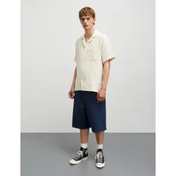 Mads Nrgaard - Skjorte Texture Kenji Shirt SS - Vanilla Ice