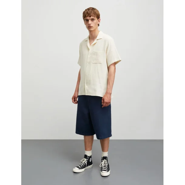 Mads Nrgaard - Skjorte Texture Kenji Shirt SS - Vanilla Ice