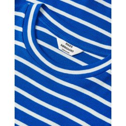 Mads Nrgaard - Bluse 2x2 Cotton Stripe Tuba Tee - Surf The Web/Vanilla Ice