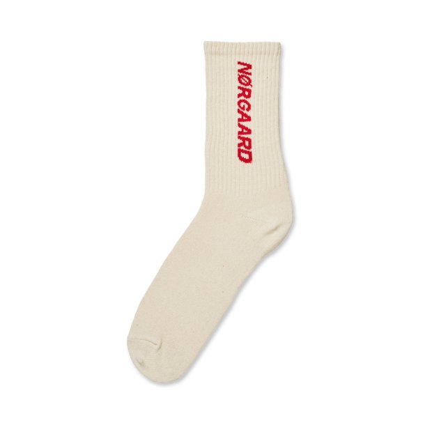 Mads Nrgaard - Tennissokker Single Logo Step Sock - Ecru