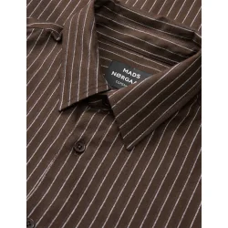 Mads Nrgaard - Skjorte Cotton Flannel Stripe Sune Shirt - Demitasse Stripe
