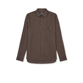Mads Nrgaard - Skjorte Cotton Flannel Stripe Sune Shirt - Demitasse Stripe