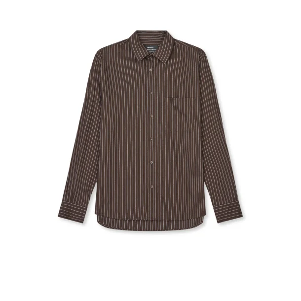 Mads Nrgaard - Skjorte Cotton Flannel Stripe Sune Shirt - Demitasse Stripe
