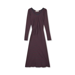 Mads N�rgaard - Kjole 2x2 Cotton Stripe Severa - Sky Cap Wine