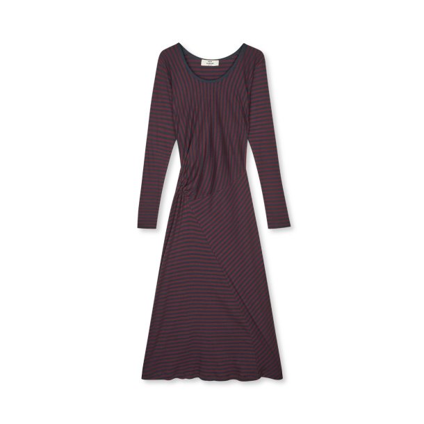 Mads N�rgaard - Kjole 2x2 Cotton Stripe Severa - Sky Cap Wine
