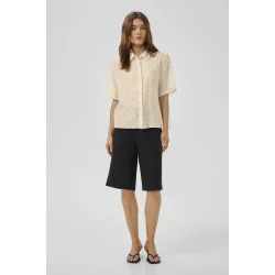 My Essential Wardrobe - Skjorte Hally Boxy Shirt - Oatmeal W. Dots